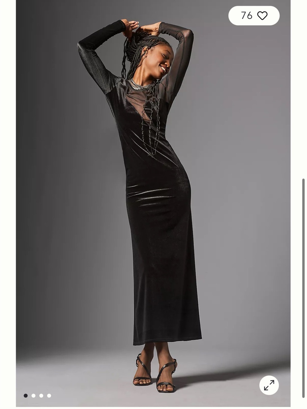 Delfi Collective Long-Sleeve Sheer Velvet Maxi Dress size XS